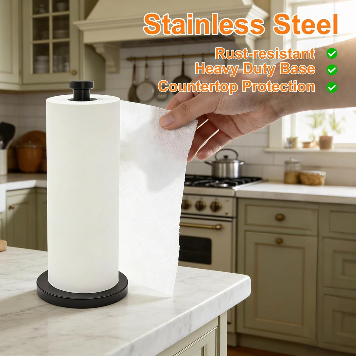 Soporte para rollo de papel de pie con base de acero inoxidable