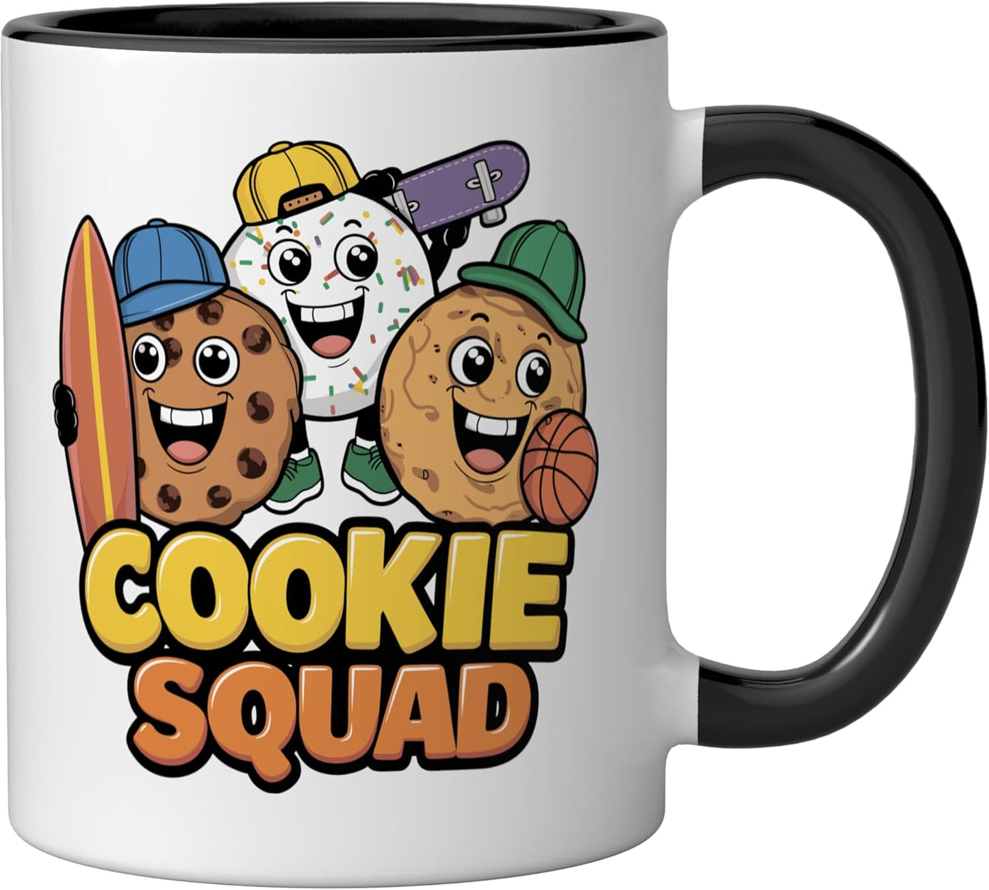 Taza cerámica Cookie Squad Stuff, negro/blanco