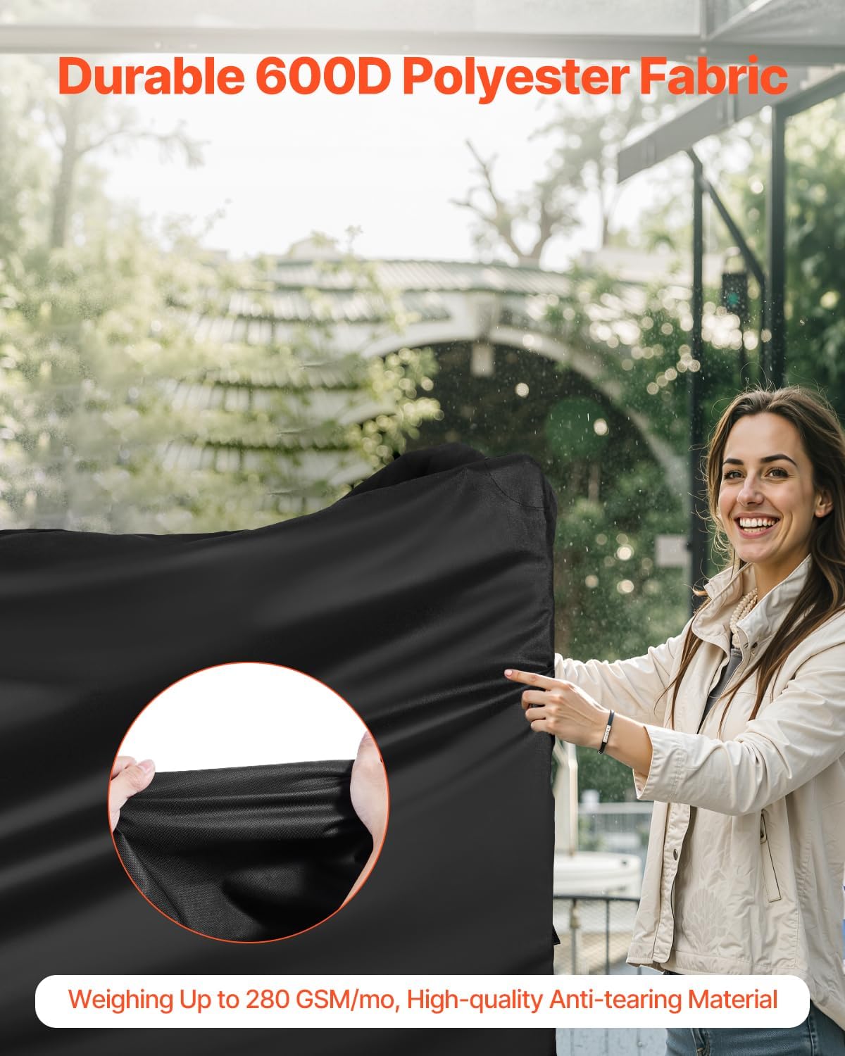 Funda parrilla 66pulg poliéster 600D impermeable color negro
