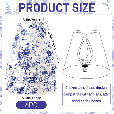6 Pantallas Lámpara Araña 3x6x5 Pulg Inclinadas Clip