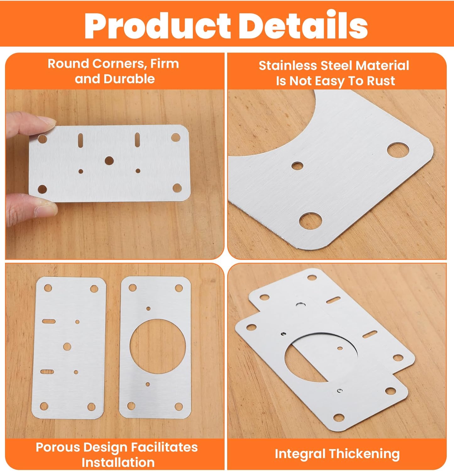 Kit placa reparación bisagras 14 pzas acero inox