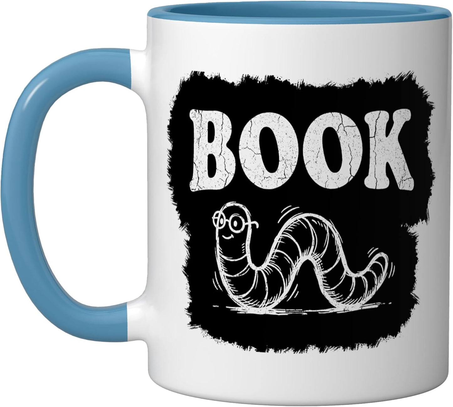 Taza cerámica con diseño de lombriz de libro para amantes del lectura vintage