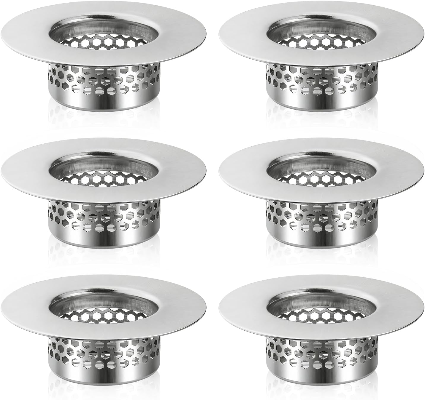 6 Pzas Filtro de ducha acero inox para bañera 1.25-1.60pulg