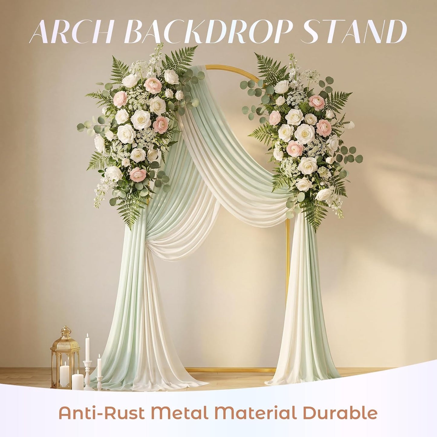 Soporte arco boda 6.6ft metal resistente dorado