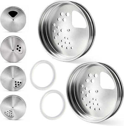Paquete de 2 tapas ajustables para coctelera de especias con junta de silicona