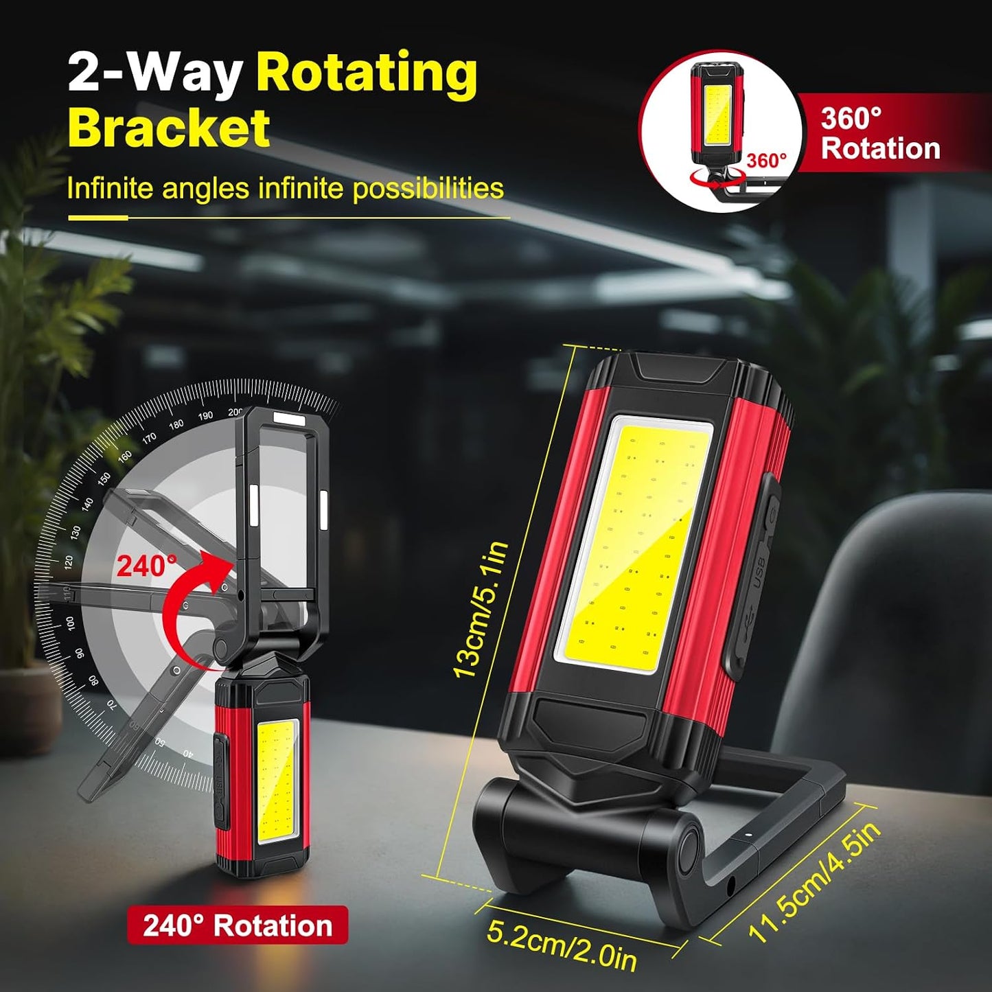 Linterna LED recargable 7 modos magnética para auto y camping