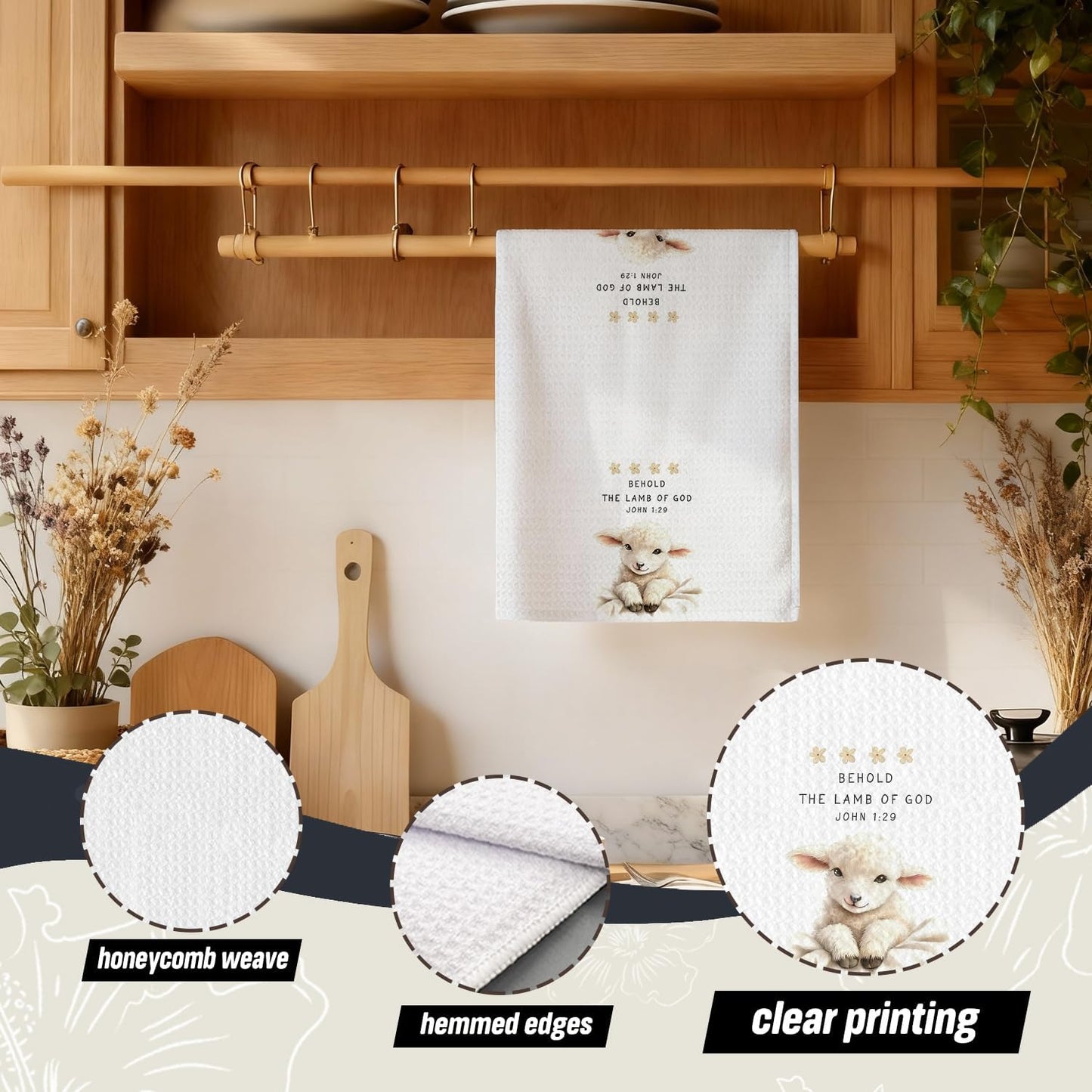 Toallas de cocina cristianas de cordero de Pascua regalos para amantes de ovejas