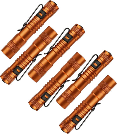 6 Linternas LED 3.55pulg Clip Naranja Impermeable IPX4