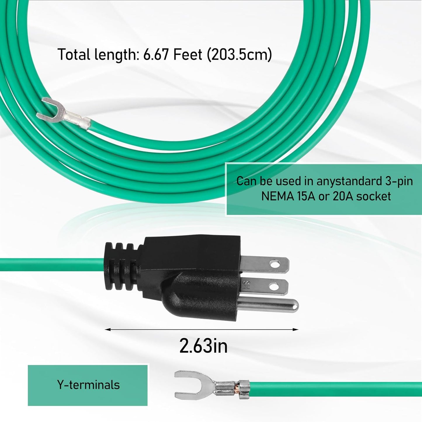 Cable tierra panel Ethernet blindado adaptador NEMA 5-15P