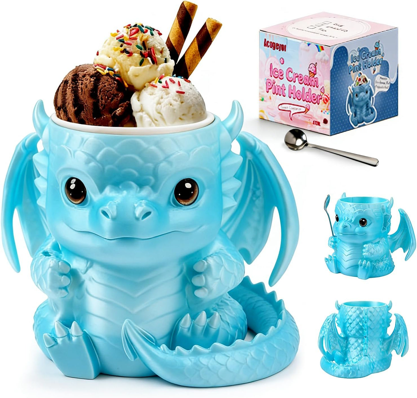 Soporte para pinta de helado con asa taza aislada de dinosaurio