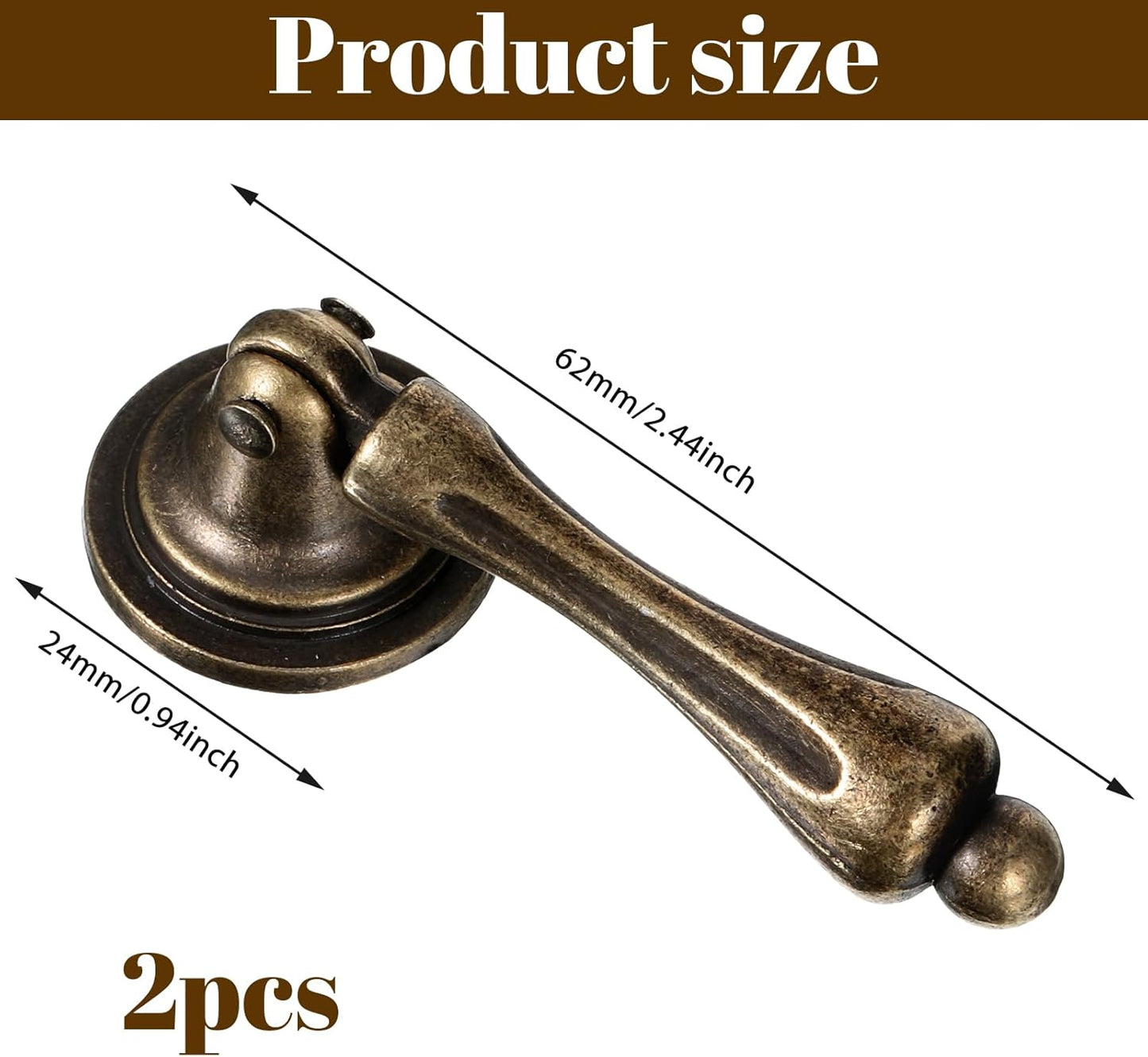 2 Tiradores Bronce Antiguo para Cajones Tocador Muebles