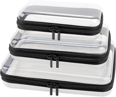 3 Fundas Rígidas Transparentes con Cremallera Negro