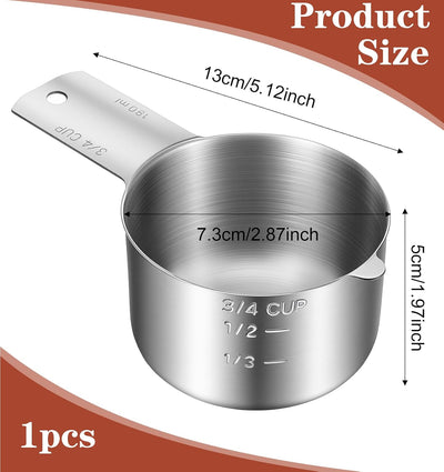 Cucharita acero inox 3/4 taza 6oz 180ml para cocina