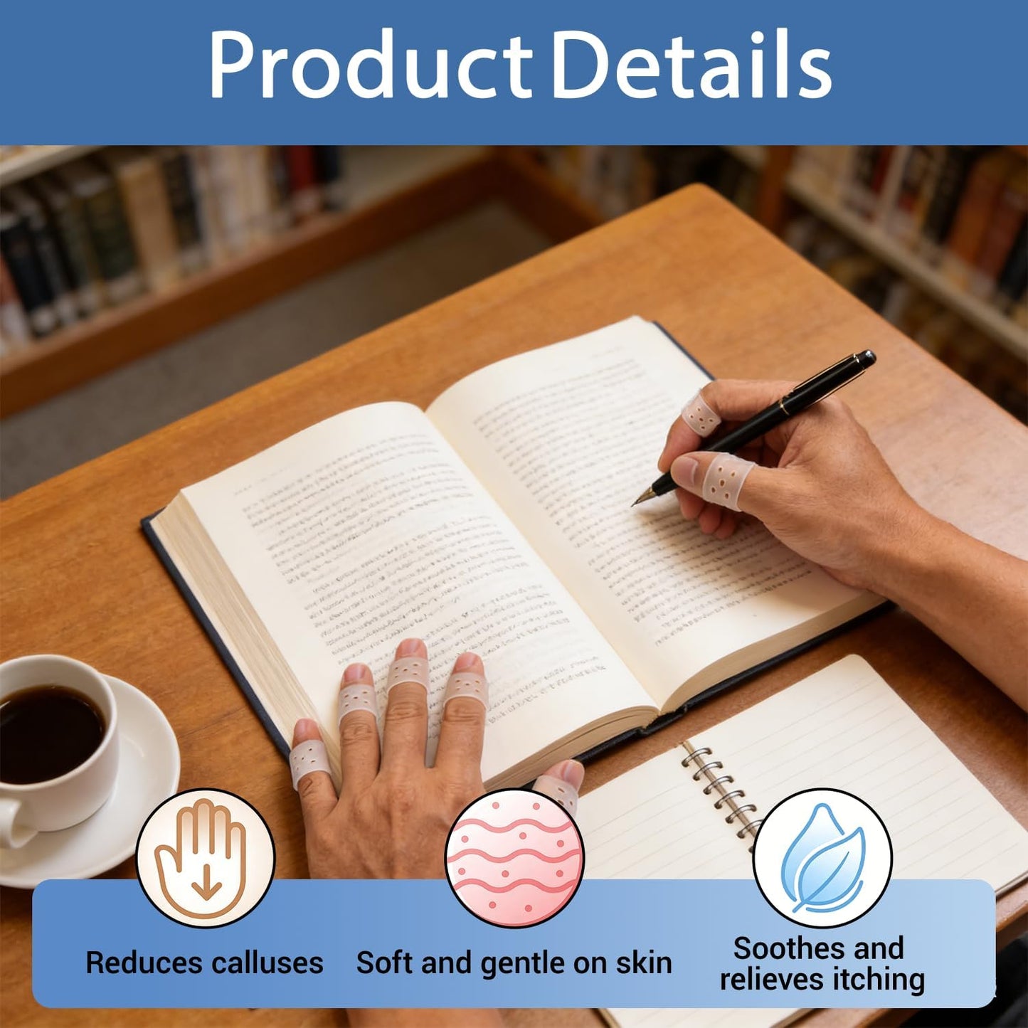 Pack 10 Protectores Silicona Dedos Escritura Zurdo