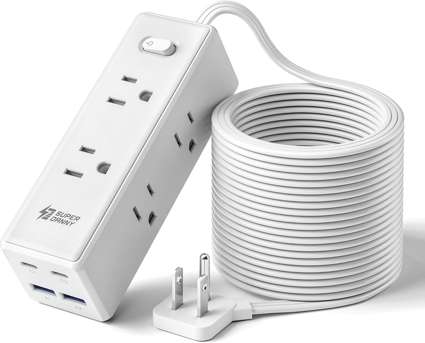 Cable extensión 15ft 6 tomas 4 USB con protección