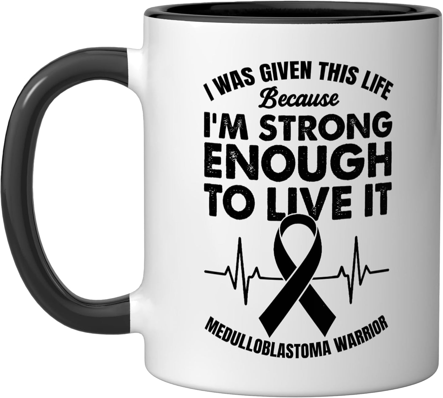 Taza Cerámica Medulloblastoma Warrior Negro/Blanco