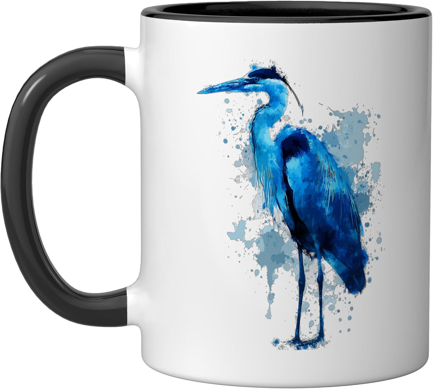 Taza Cerámica Birdwatcher Heron Negro/Blanco