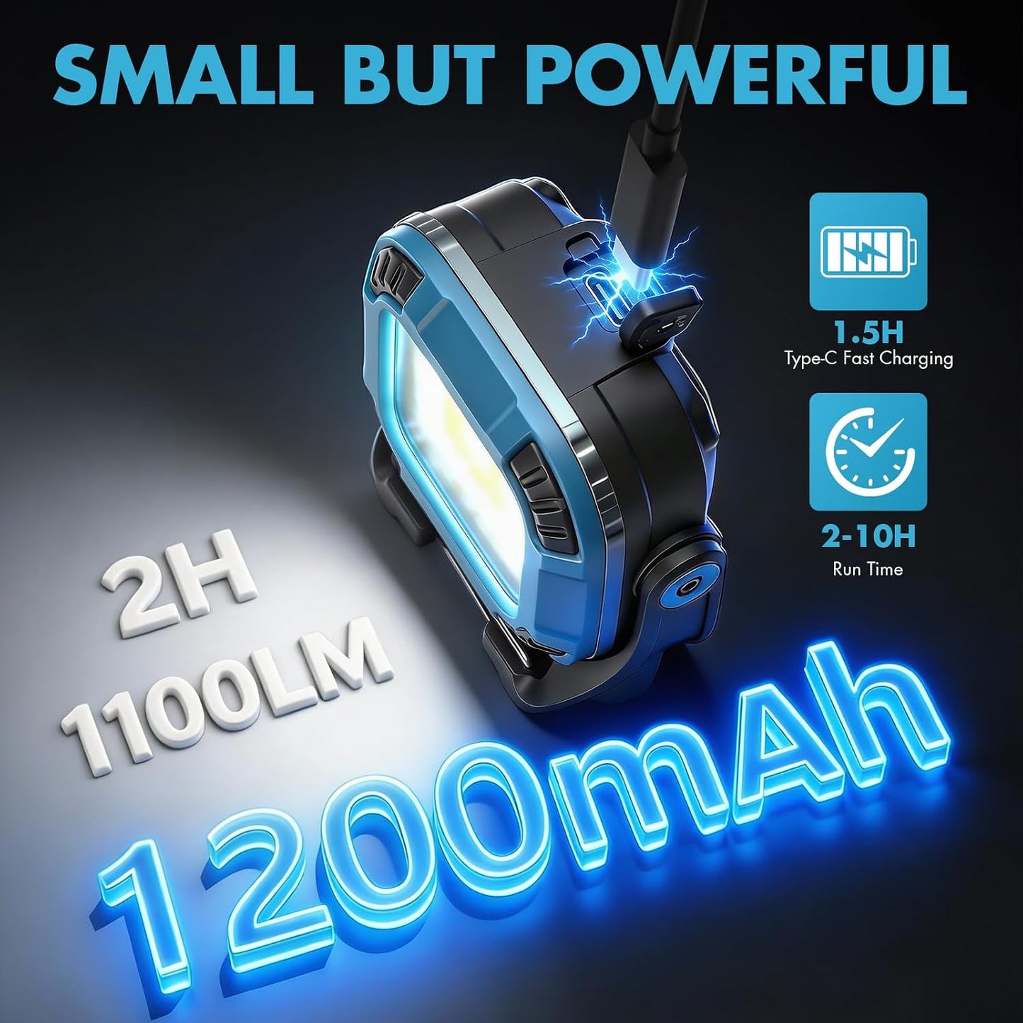 2 Luces Trabajo Recargables Magnéticas 1100lm IP65