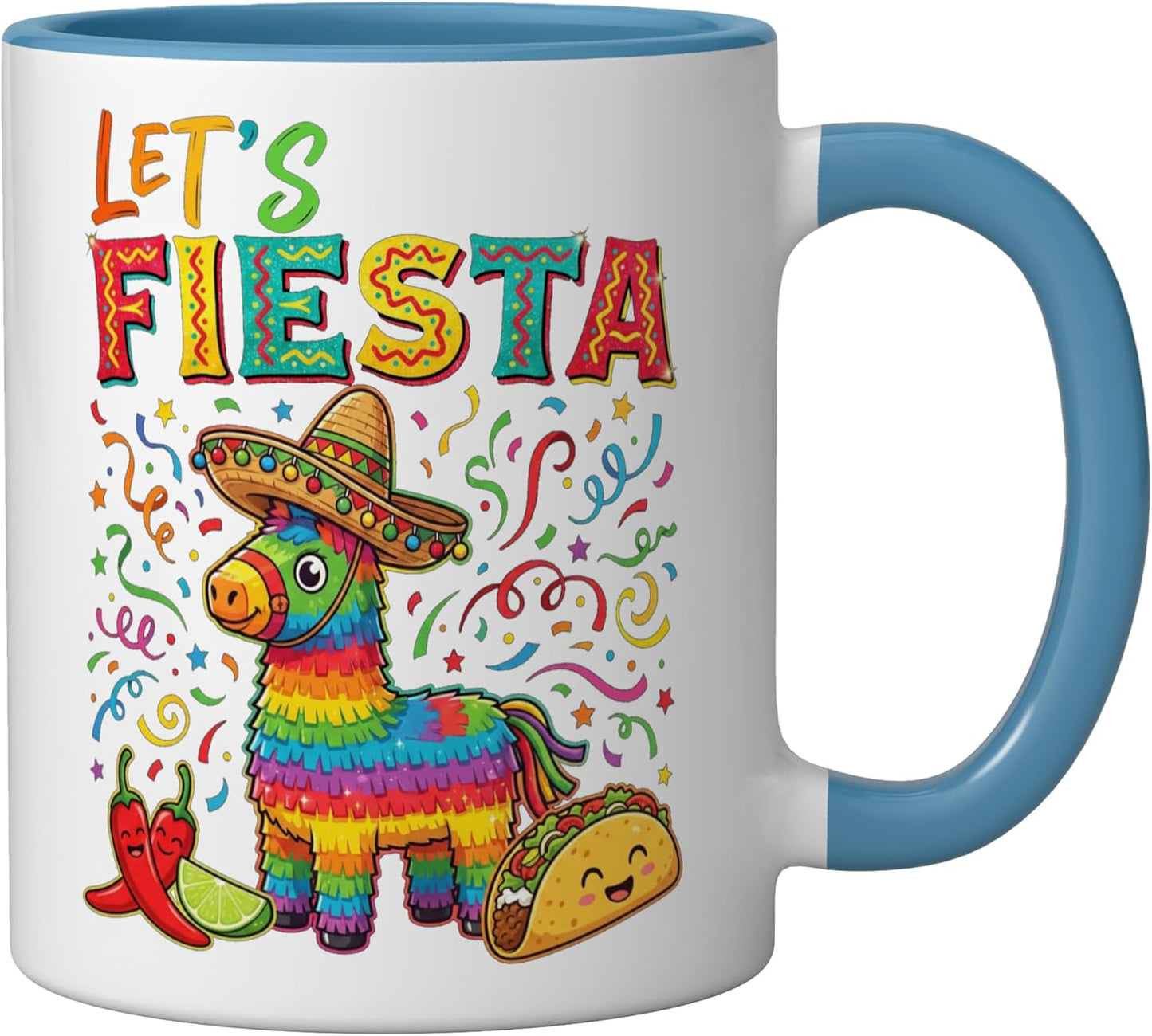 Taza cerámica para niño mexicano fiesta cinco mayo azul/blanco