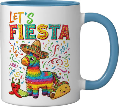 Taza cerámica para niño mexicano fiesta cinco mayo azul/blanco