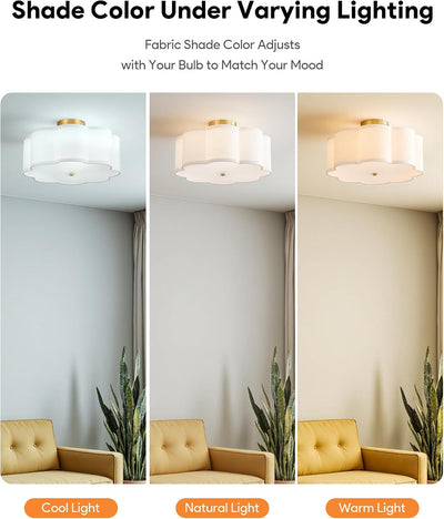 Lámpara techo 3 luces pantalla pétalos blancos 3 enchufes E26