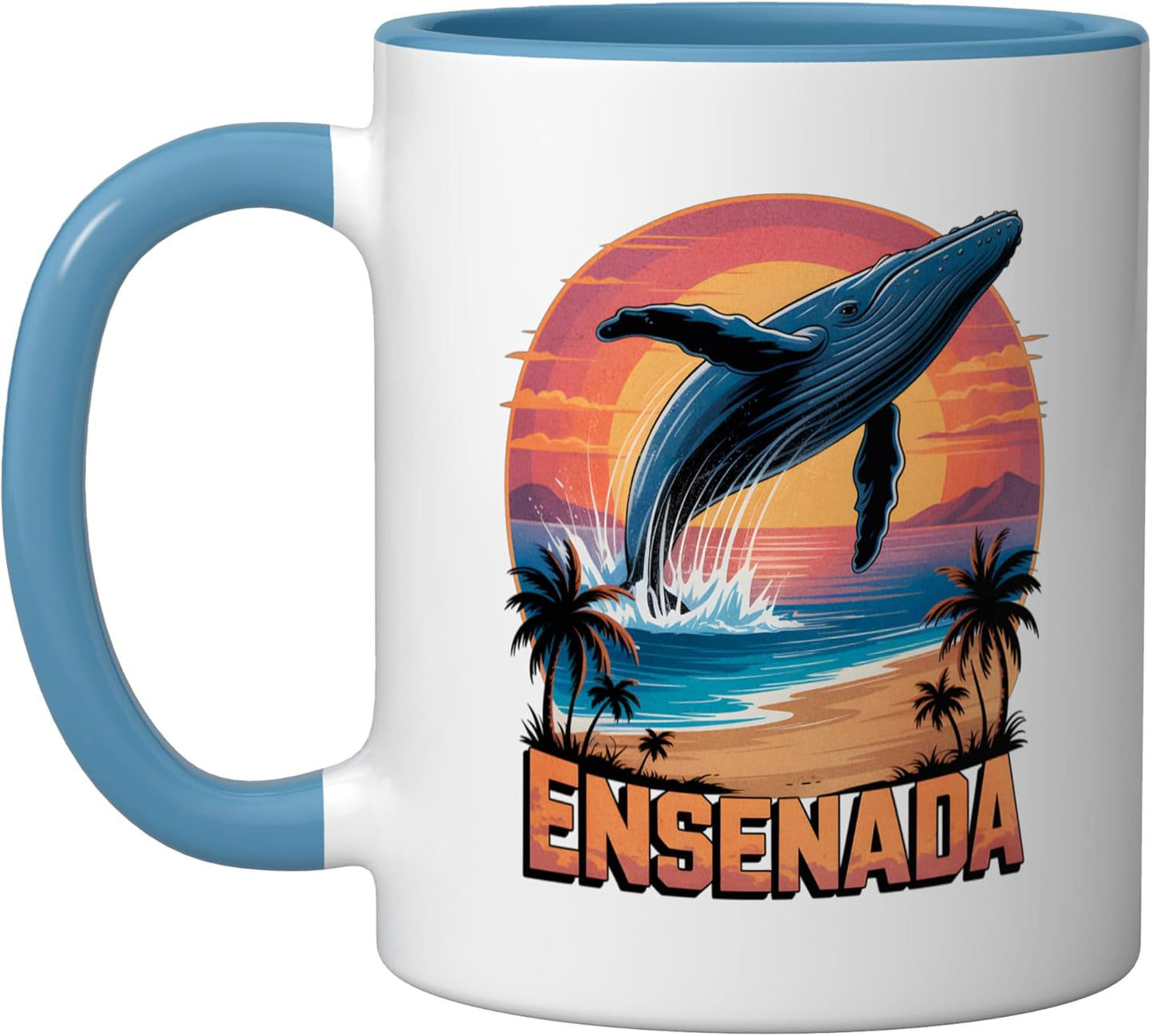 Taza Cerámica Ensenada México Azul Blanco