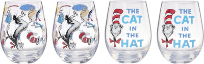 Juego de 4 vasos Dr. Seuss The Cat In The Hat de vidrio para servicio en casa