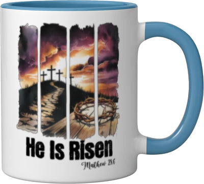 Taza cerámica de Pascua cristiana católica azul/blanco