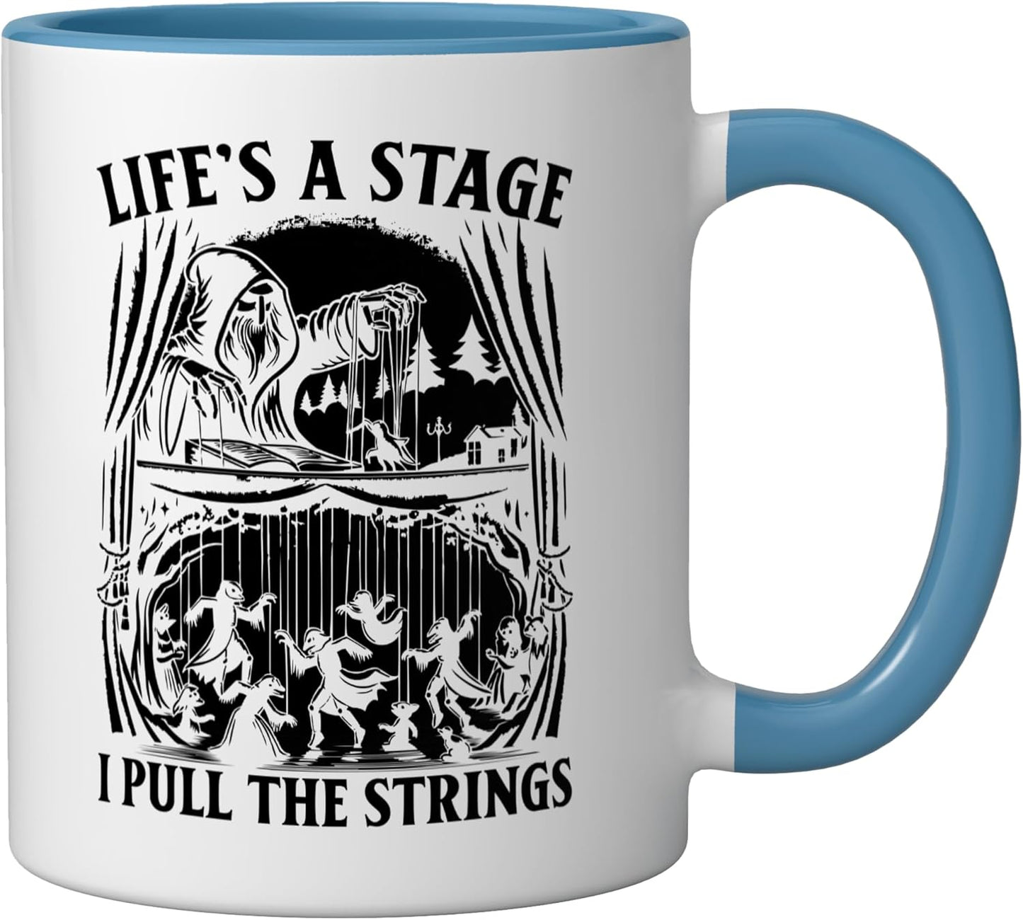 Taza Cerámica para Sombras Teatro de Muñecos Azul/Blanco