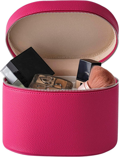 Bolsa maquillaje viaje con divisor asa piel sintética 05Rosa