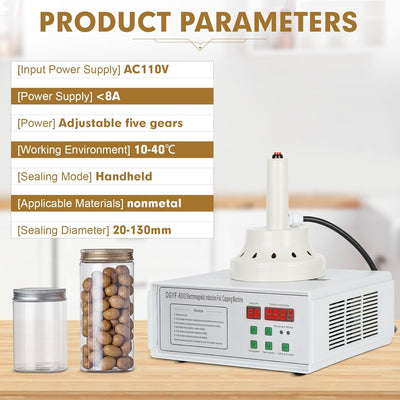 Sellador portátil tapas botellas plástico vidrio 110V