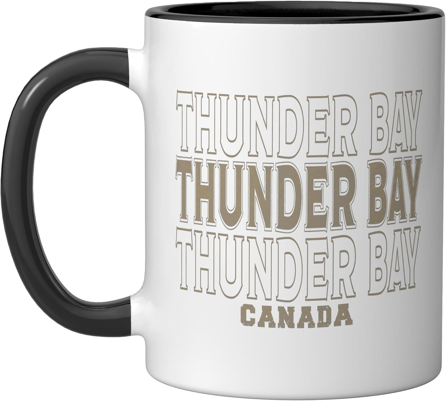 Taza cerámica Thunder Bay Canadá vintage negra/blanca