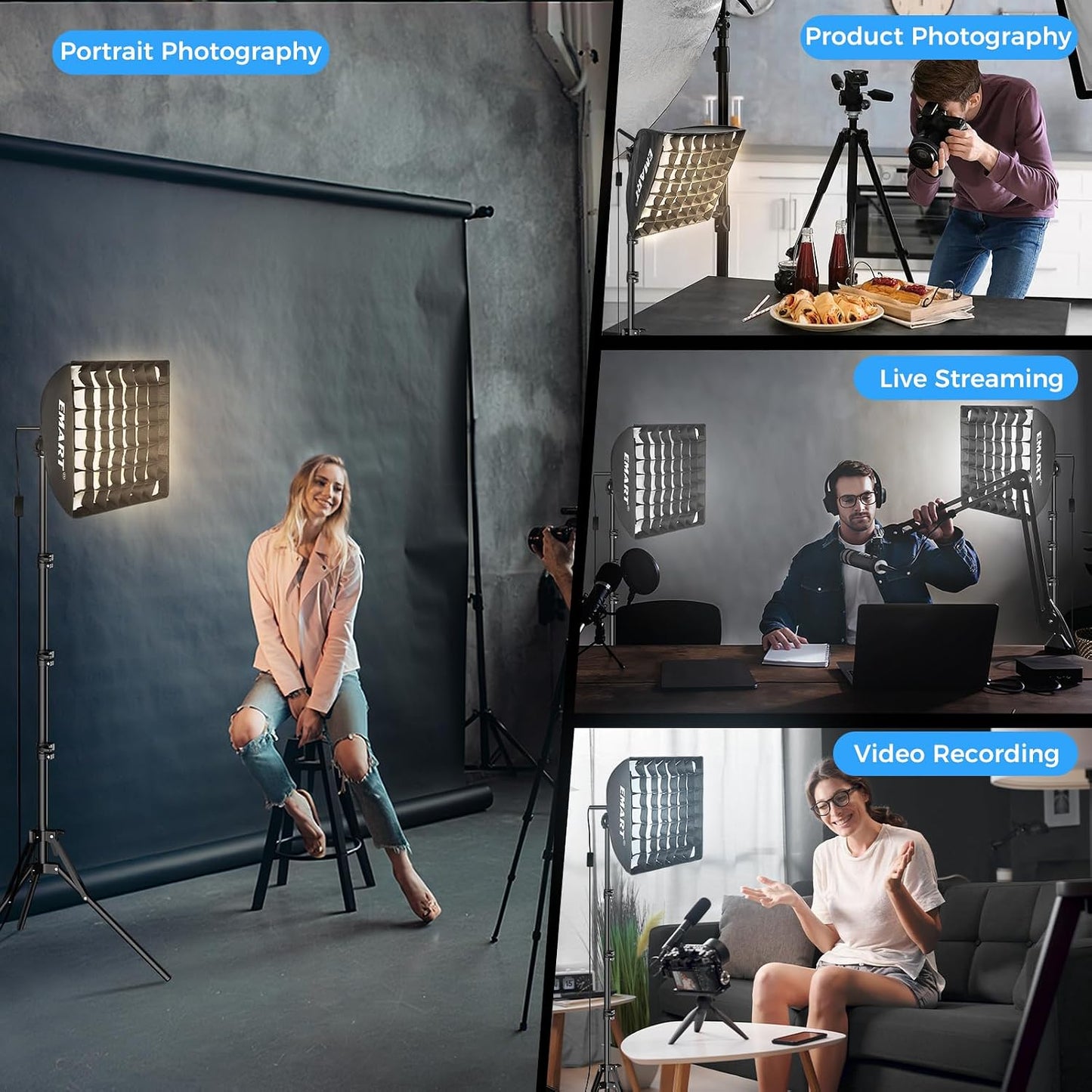 Softbox LED 50W 3000K-6000K control remoto 2 Pzas