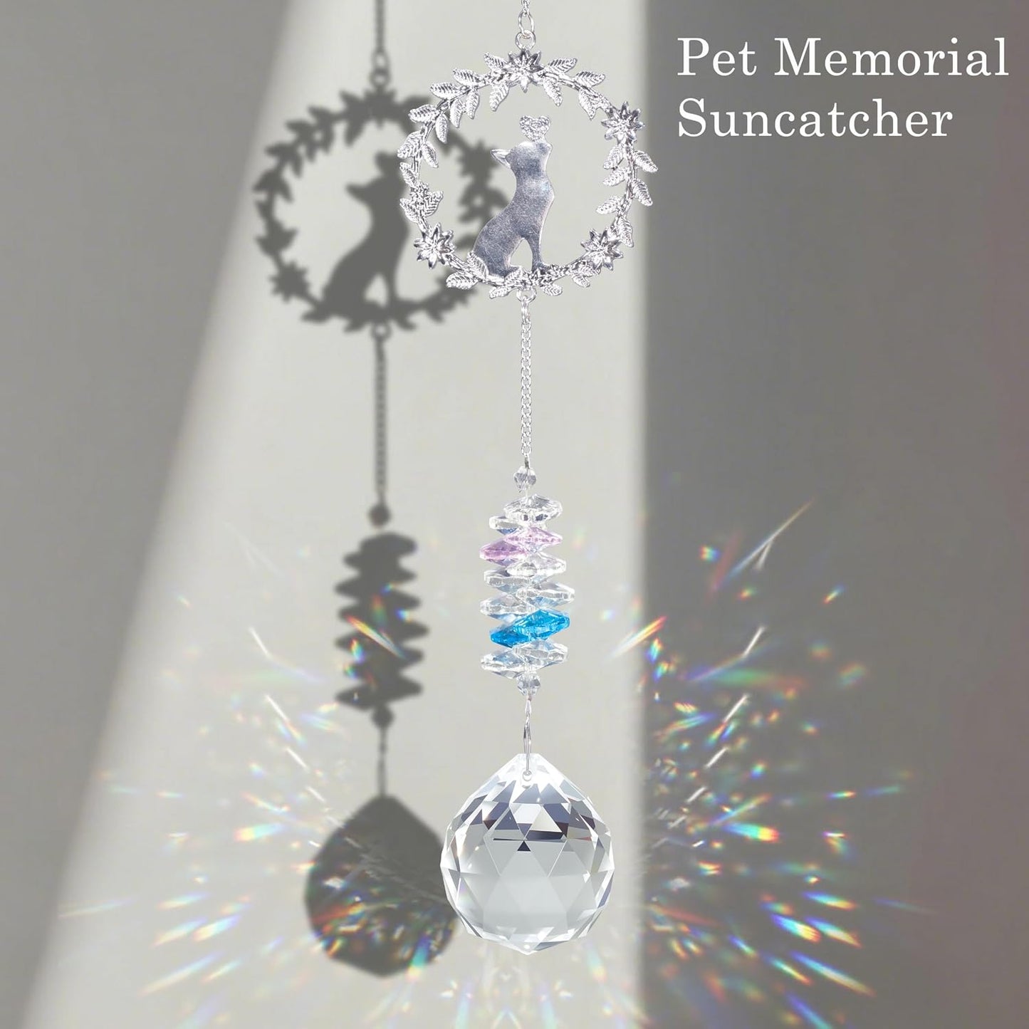 Atrapasoles conmemorativo perros gatos corona 3D cristal
