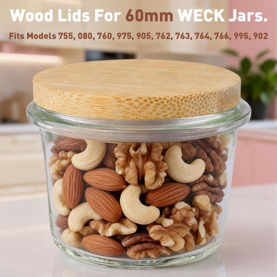 Paquete de 3 tapas Weck para tarros de madera grado alimenticio modelos 755, 080, 760