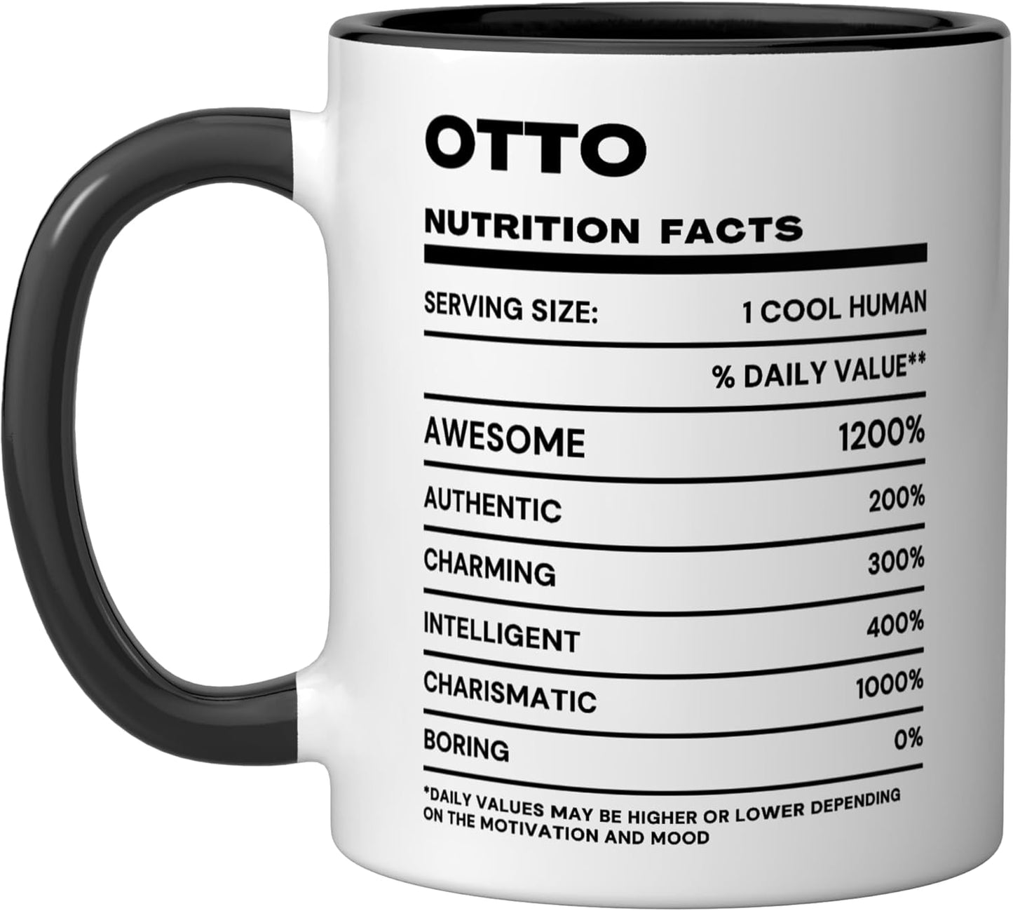 Taza cerámica Otto Nutrition Facts Name Negro/Blanco