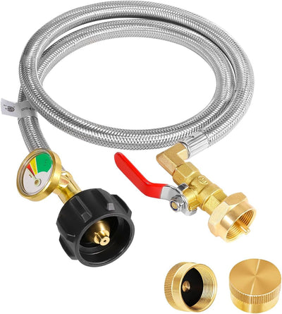 Adaptador tanque propano 1 lb manguera acero inox 36pulg