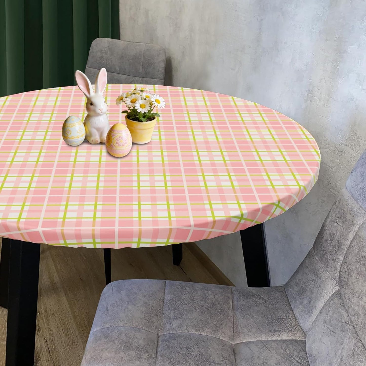 Mantel elástico redondo Pascua ajustable 36-44pulg