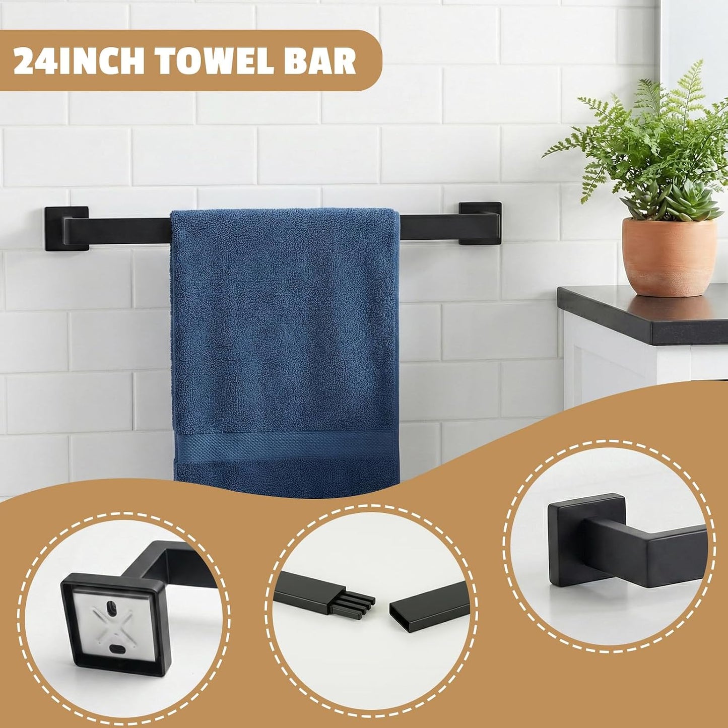 Juego 5 accesorios baño acero inox 24pulg