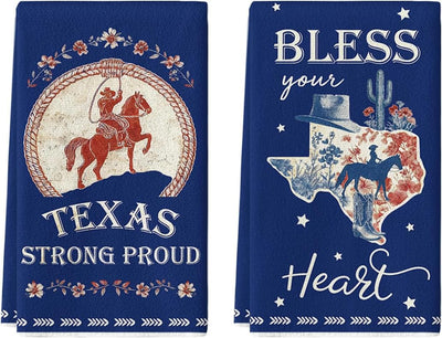 Toalla de cocina de Texas con diseño de flores vaqueras 18 x 26 pulgadas