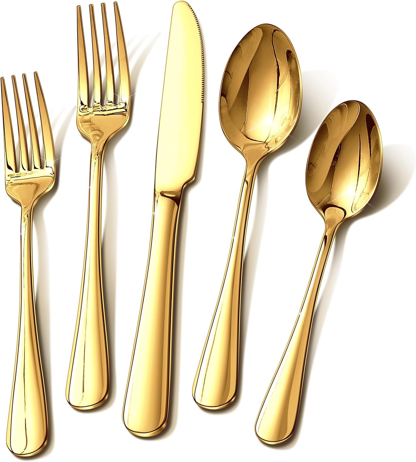 Set 60 Pzas Cubiertos Acero Inox Dorado para Cocina Boda