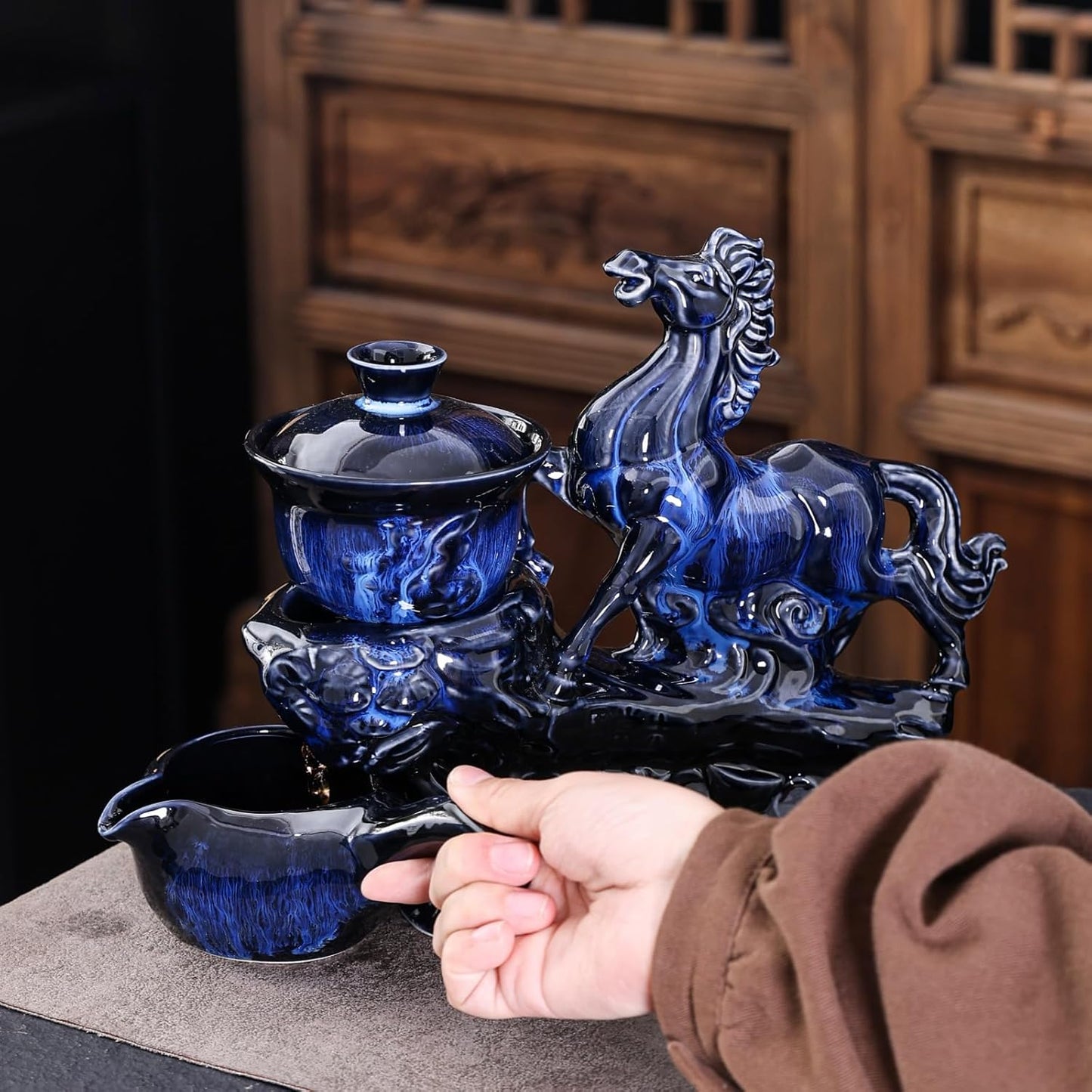 Juego de té chino gongfu, tetera de cerámica con infusor y 8 tazas