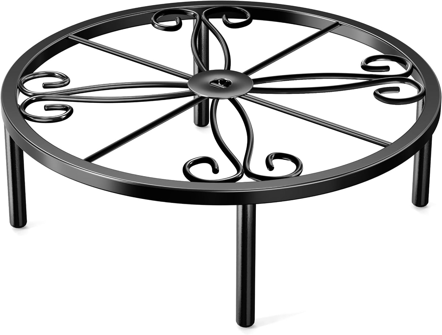 Soporte plantas metal 7.9pulg estante elevador negro