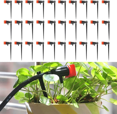 60 Goteros Riego Jardín 1/4pulg con Estacas Ajustables