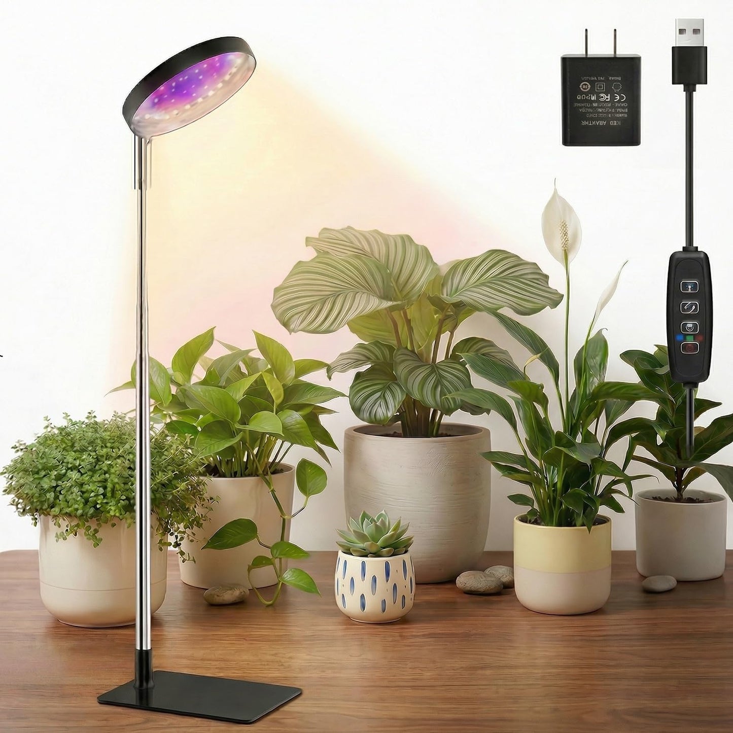 Lámpara crecimiento plantas 48 LED 3 espectros 7-26pulg