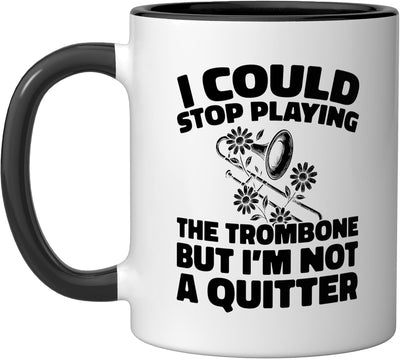 Taza de cerámica para trombón de banda de marcha negra/blanca