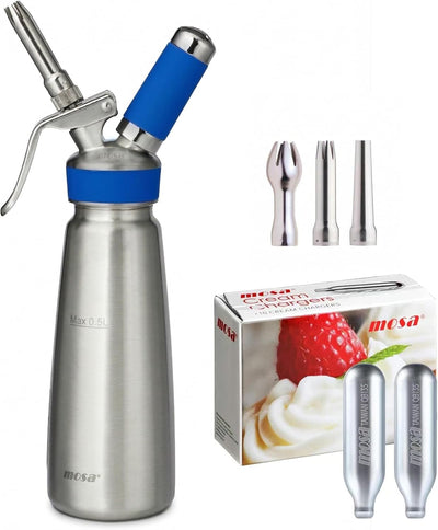 Juego dispensador crema batida de acero inoxidable 10 cargadores