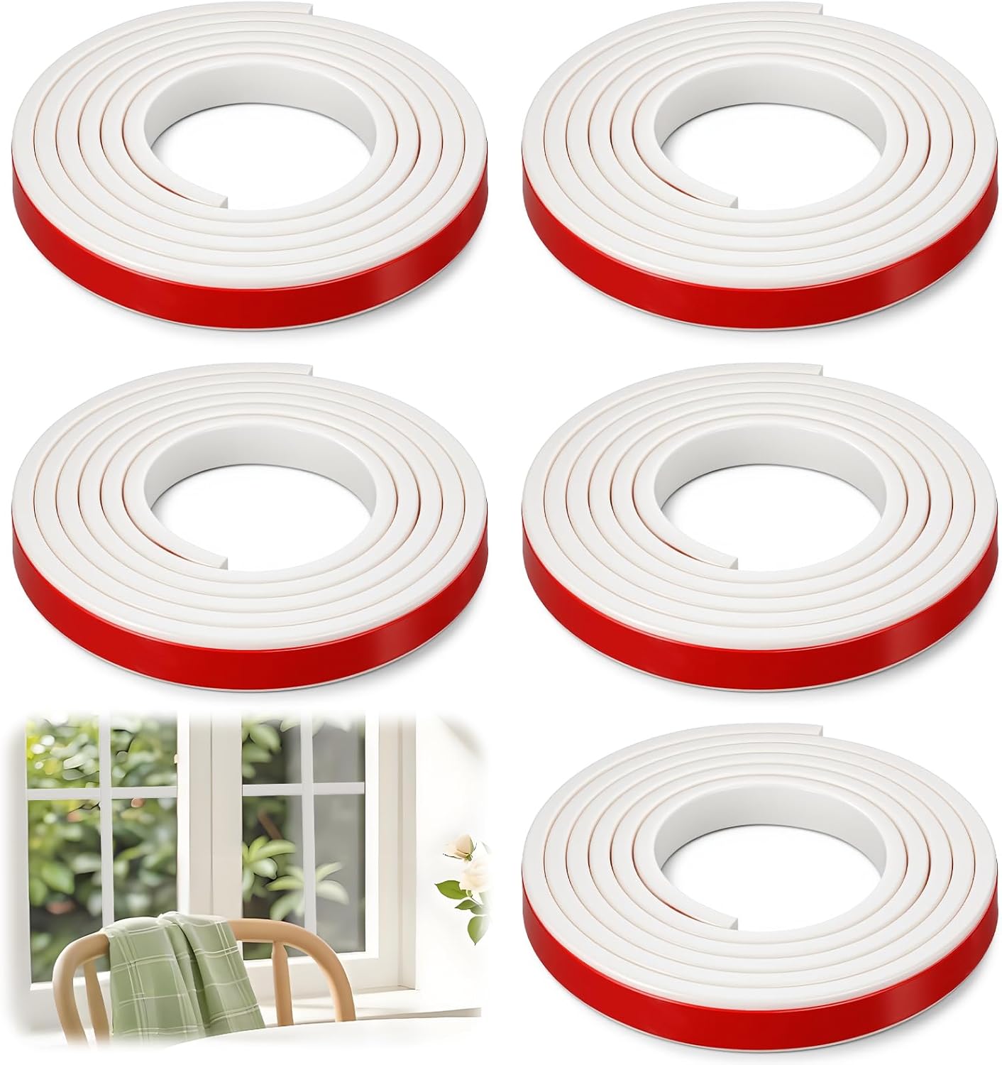 Set 5 rejillas ventana 32.8ft moldura blanca autoadhesiva