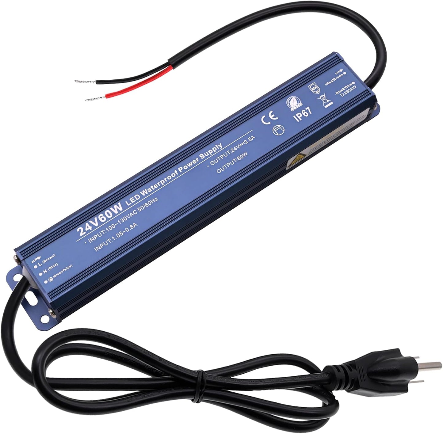Fuente alimentación LED 24V 60W IP67 100-130V CA