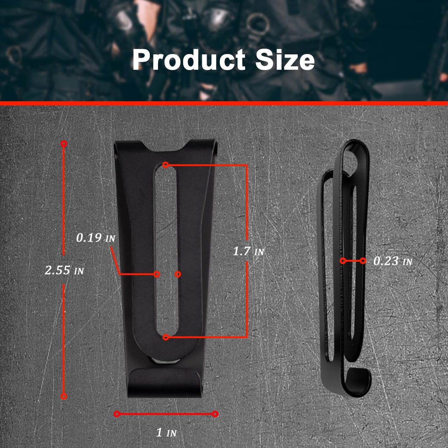 2 Pzas Clip Cuchillo Hebilla Táctica Kydex Negro